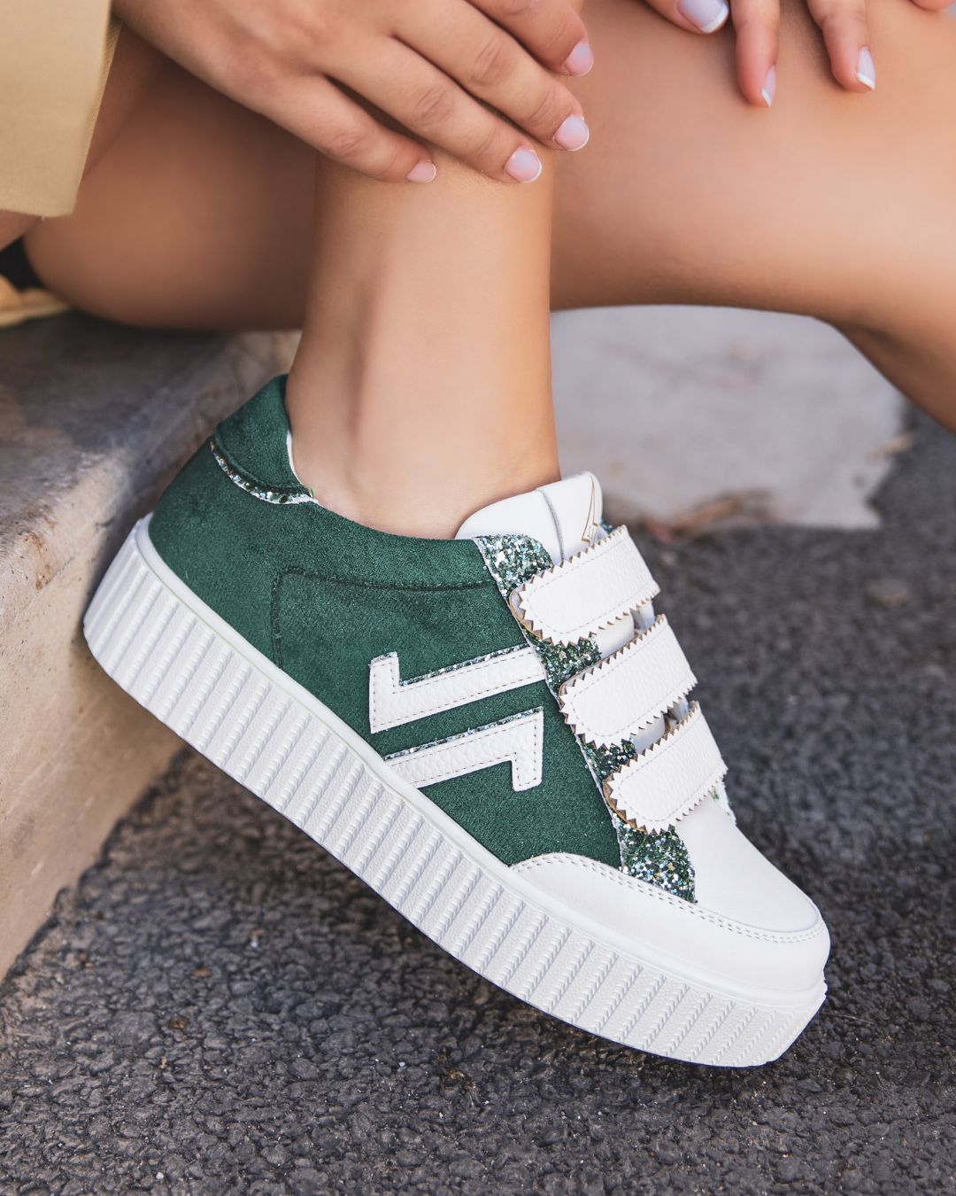 Sneakers femme fashion verte