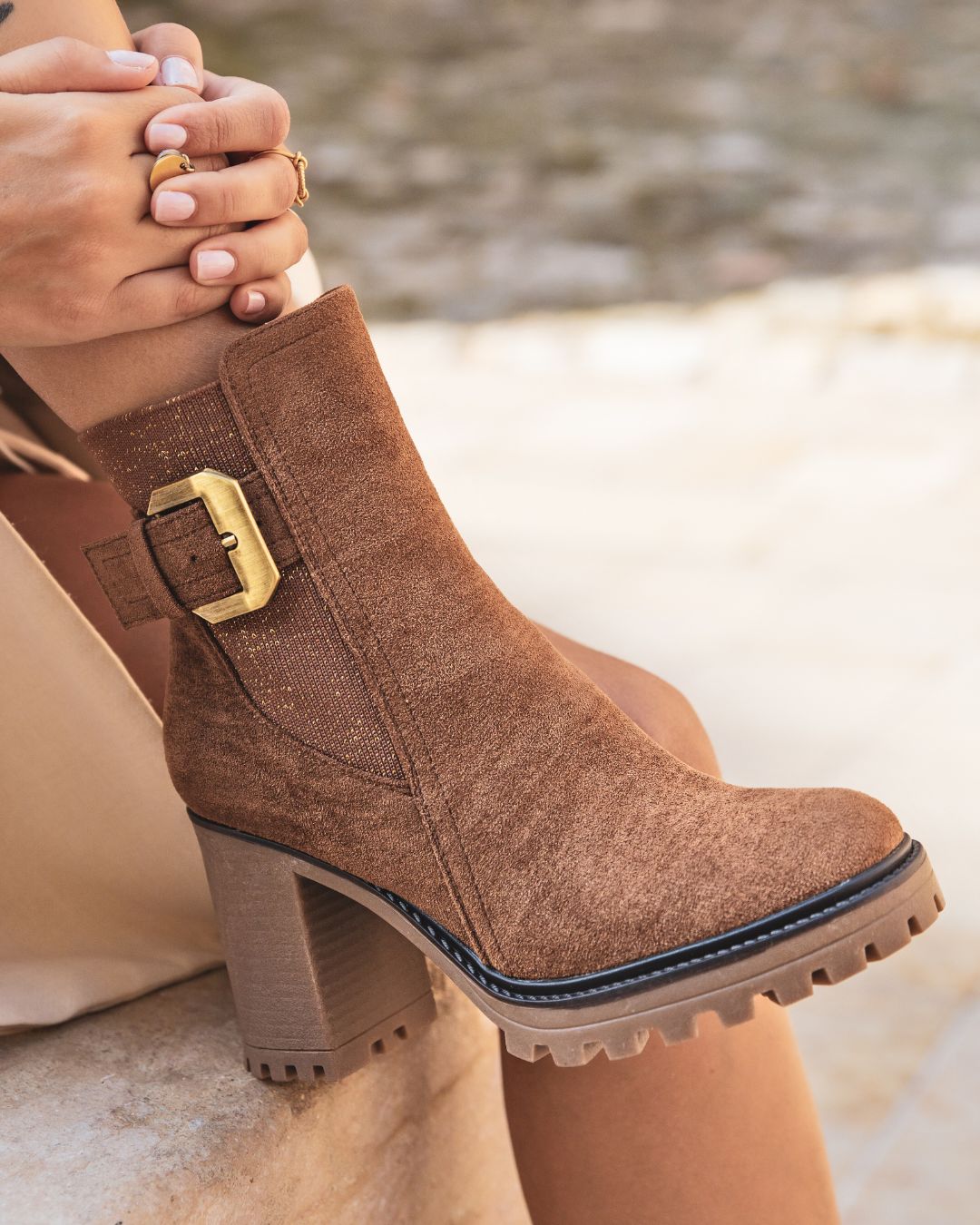 Bottines femme camel a talon Hailey