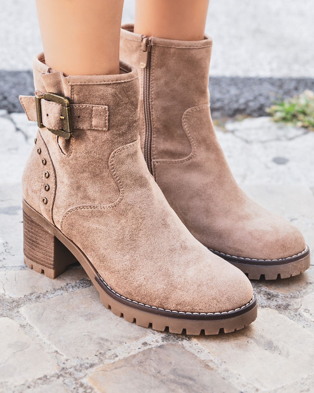 Bottines femme taupe à talon - Émilia - Casualmode.fr