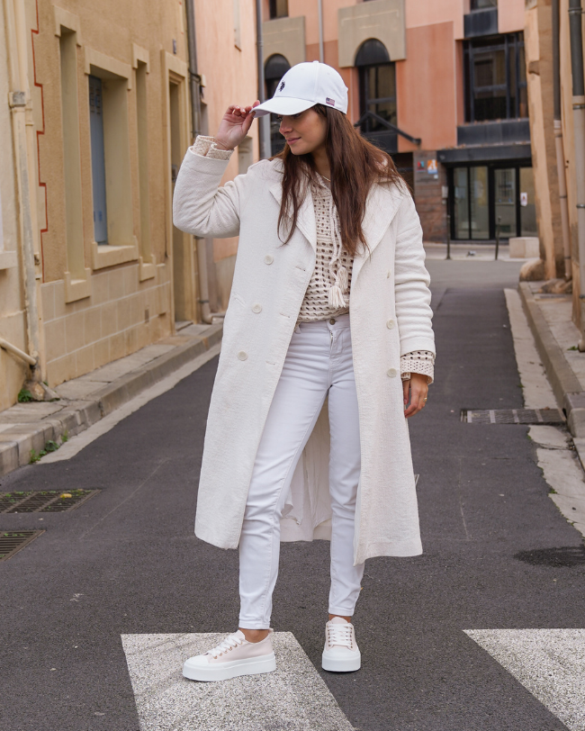 Basket femme compensée beige à lacets - Maud