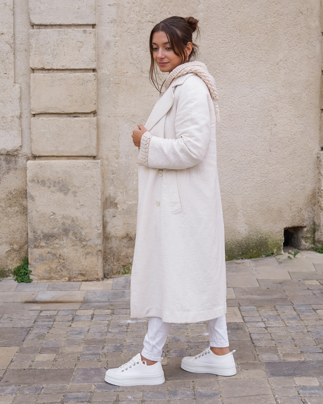 Basket femme compensée blanche à lacets - Ludivine