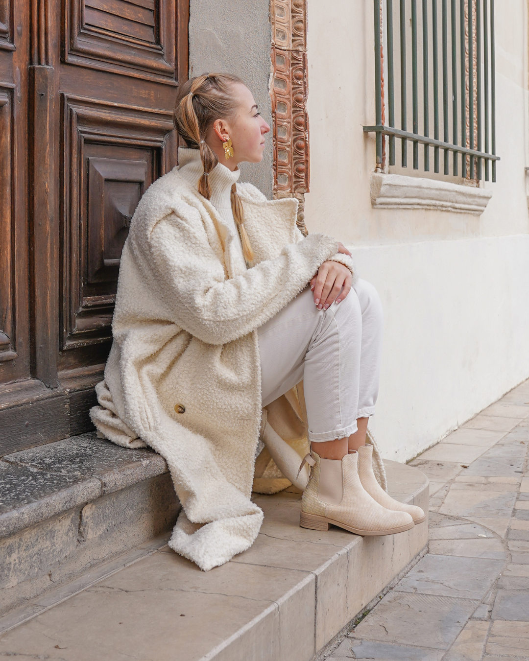 Bottines femme beige avec ruban - Constance