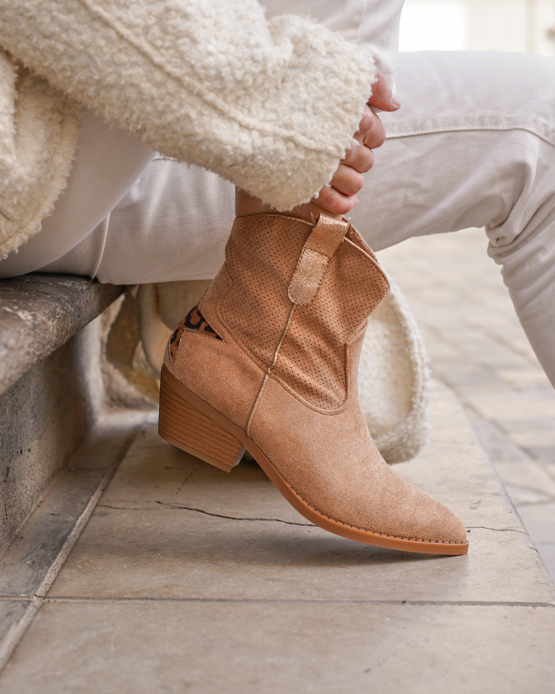 Bottines femme camel à talon - Francesca