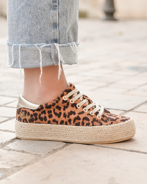 Basket espadrille femme léopard en toile - Eva