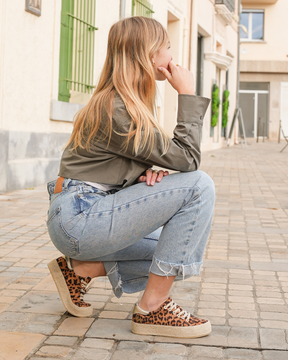 Basket espadrille femme léopard en toile - Eva