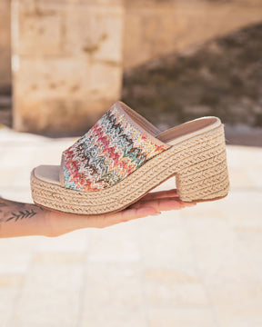 Sandale femme talon carré mule multicolore - Christelle - Casualmode.be