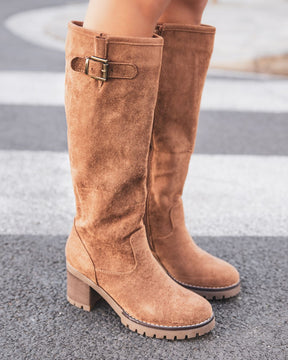 Bottes femme camel à talon - Dayana - Casualmode.be