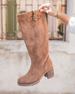 Bottes femme camel à talon - Dayana - Casualmode.be