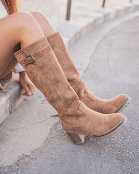 Bottes femme camel à talon - Dayana - Casualmode.be