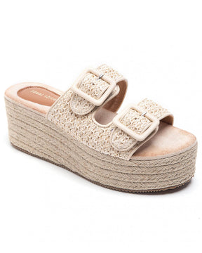 Sandale femme mule plateforme beige - Myriam - Casualmode.fr