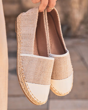 Sandale femme espadrille blanche et beige - Jenny - Casualmode.fr