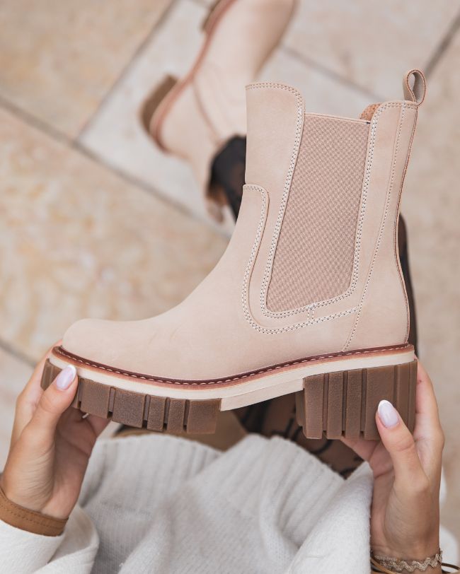 Bottines femme beige à talon - Vera - Casual Mode