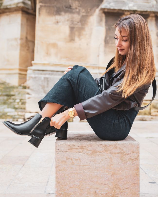 Bottines femme noires à talon - Lynda - Casual Mode