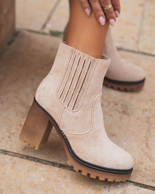 Bottines femme taupe à talon - Frida - Casual Mode