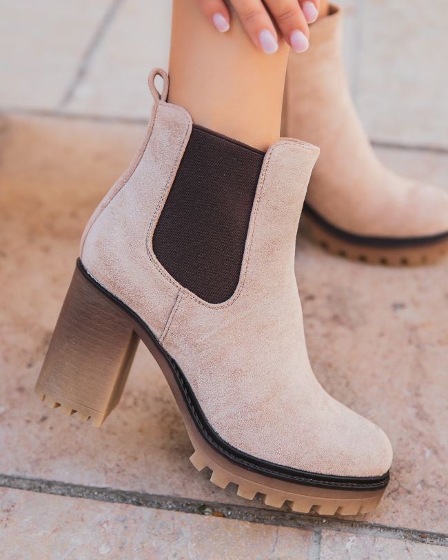 Bottines femme taupe à talon - Bertille - Casual Mode