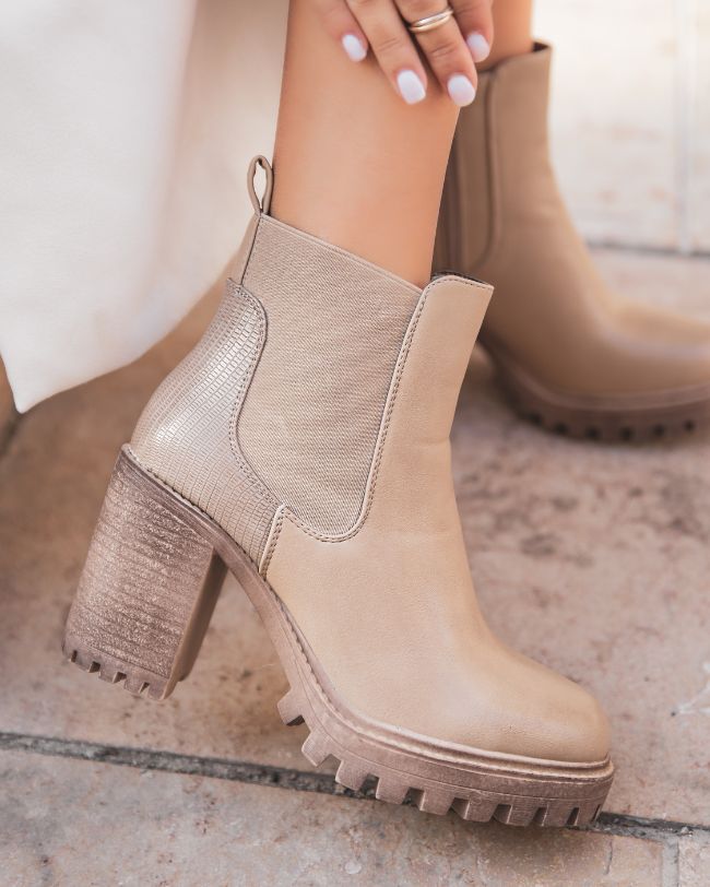 Bottines femme taupe à talon - Naomie - Casual Mode